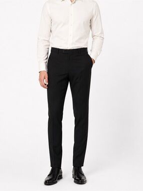 PT01 Traveller Slim Fit Stretch Wool Blend Black Pants IT 48 Made in Italy Luxe